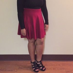 Burgundy Skater Skirt